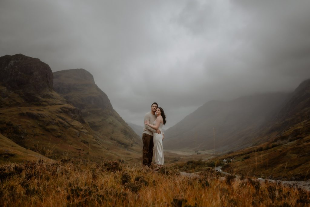 portrait in mountain landscape